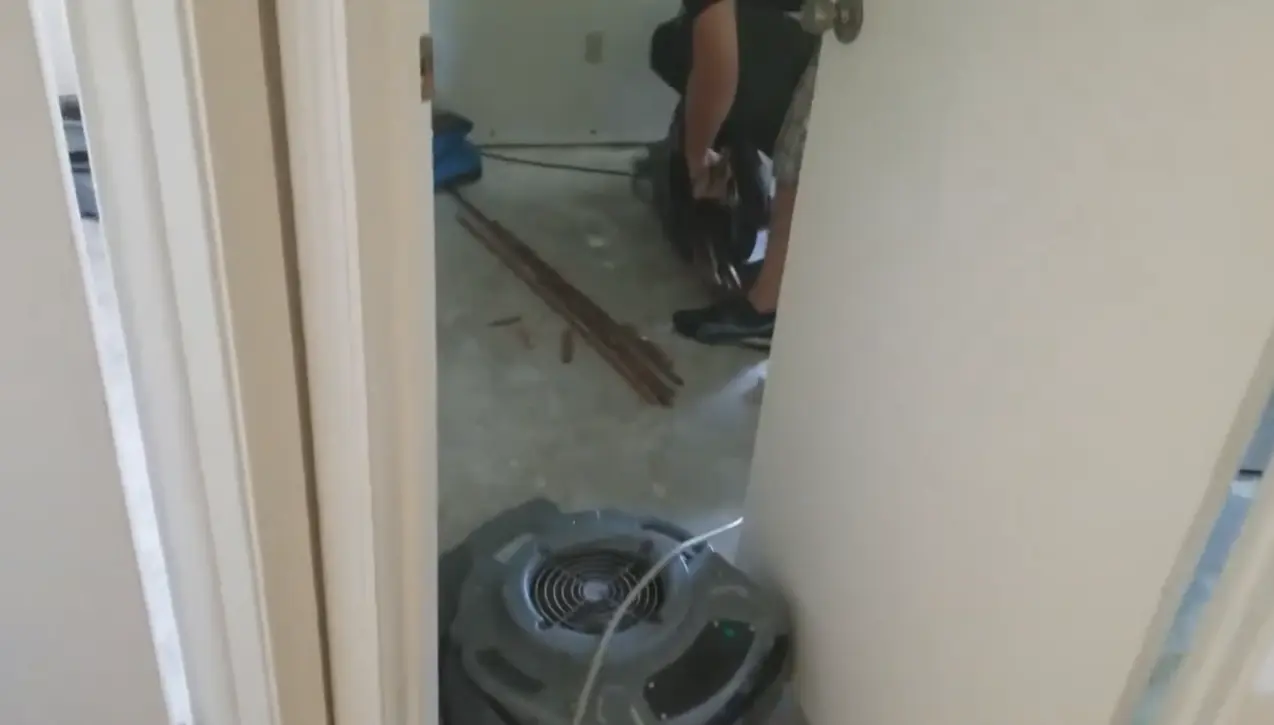 Inspector detecting hidden water damage behind a wall cavity